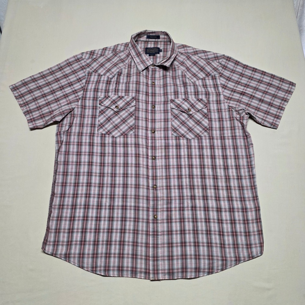 Pendleton Frontier Men XL Short Sleeve Western Snap Plaid Shirt Multi Reg Fit